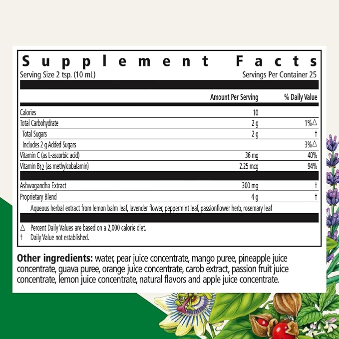 Floradix Ashwagandha Liquid Herbal &amp Vitamin Formula - Herbal Supplement with Ashwagandha Extract Vitamin C B12 &amp More - for Stress Support - Gentle to Digest - Vegan &amp Non-GMO - 8.5 fl