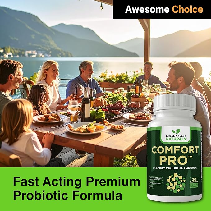 ComfortPro™ Daily Probiotics for Digestive Health | Constipation Relief &amp Bloating Support for Women &amp Men | Gut Cleanse with Zinc | Helps Reduce Gas &amp Promotes Digestive Regularity | Vall