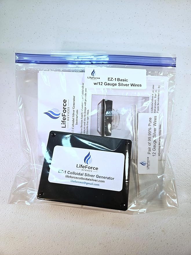 Compact EZ-1 Basic Silver Generator – Battery-Powered DIY Fresh Silver Maker – Portable Kit Makes 32oz in 22 Minutes (12-Gauge)