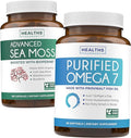Irish Sea Moss &amp Omega 7 (3-Month Supply) Sea Omega Combo Bundle - Organic Irish Sea Moss - Raw Vegan Supplement (180 Caps) &amp Omega 7 Softgels - Provinal Sustainable Peruvian Anchovy Fish Oil
