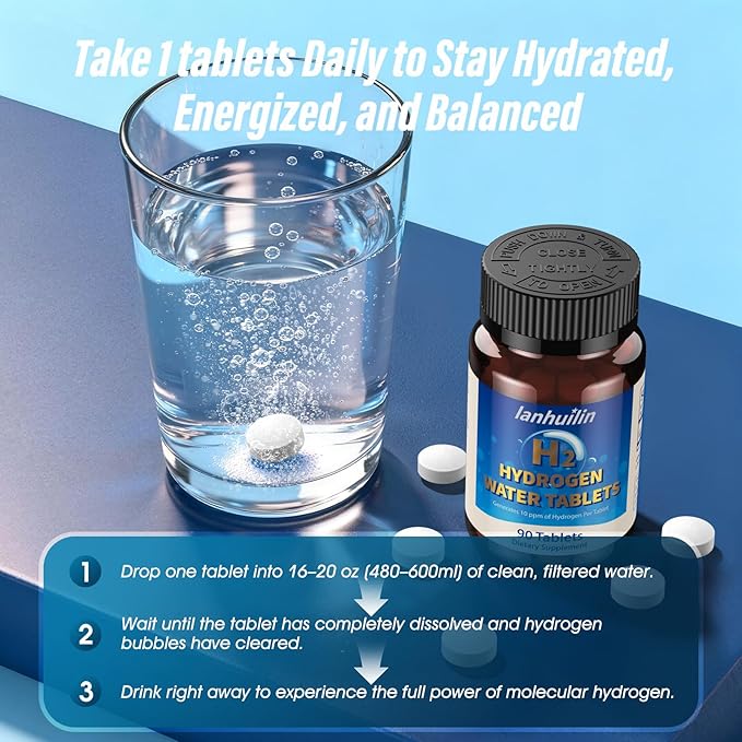 Hydrogen Water Tablets 150mg Magnesium – 10 PPM Molecular Hydrogen Tablets for Drinking Water Supports Healthy Aging Cellular Energy Recovery &amp Brain Health – GMO-Free &amp Gluten-Free 90 Tab
