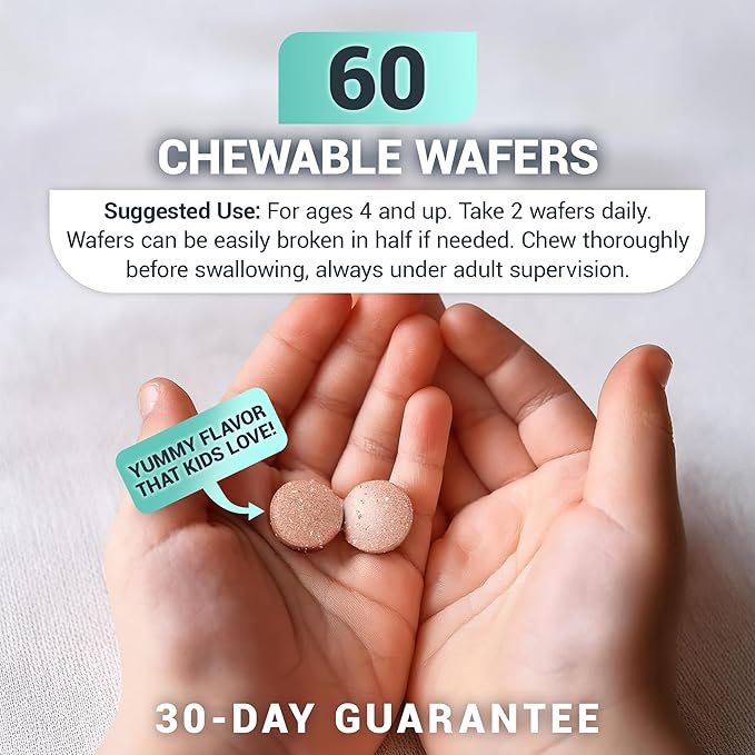 Dr. Berg Kids Chewable Multivitamins (NOT Sweetened w/Sugar) - Daily Multivitamin for Kids that Includes 20 Nutrients &amp Trace Mineral Complex - Mixed Berry Chewable Vitamins for Kid - Red Wafers