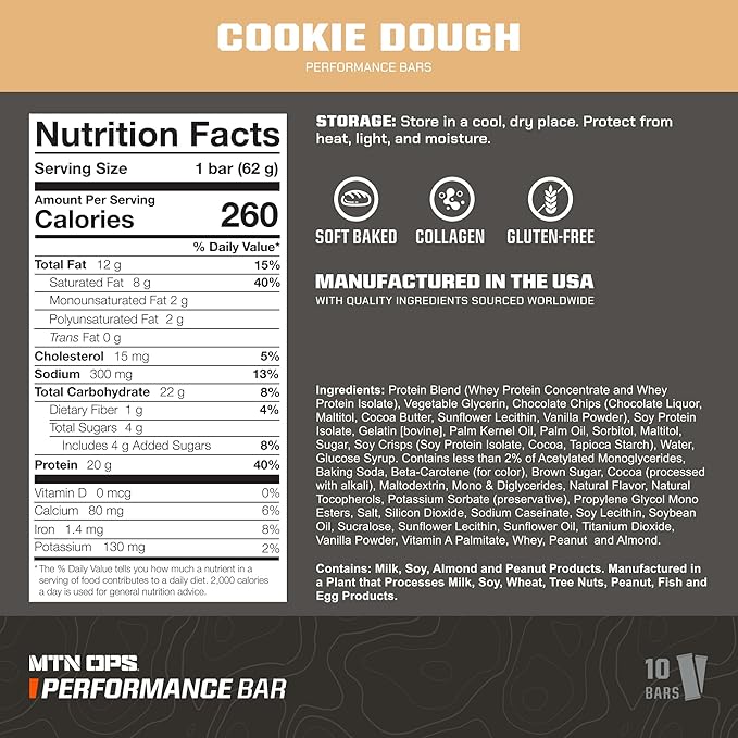 MTN OPS Solitude Altitude Support &amp Cookie Dough Performance Bars Bundle – Altitude Sickness Support Supplement + High Protein Energy Bars for Hiking Trekking Backpacking &amp Mountain Adventur