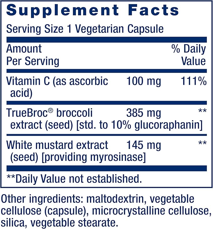 Life Extension Optimized Broccoli with Myrosinase Liver and Detox Supplement Advanced bioavailable Once-Daily Non-GMO Vegetarian Gluten-Free 30 Capsules