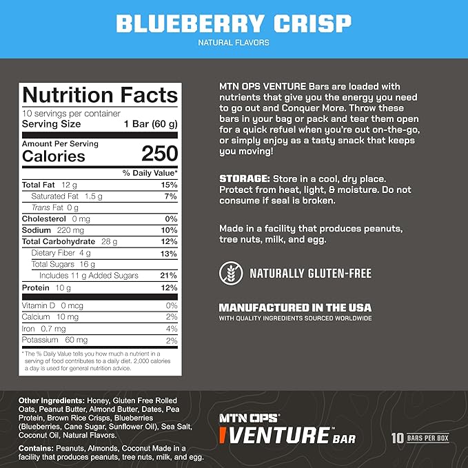 MTN OPS Solitude Altitude Support &amp Venture Bars Blueberry Crisp Bundle – Altitude Sickness Support Supplement + Energy Bars for Hiking Trekking Backpacking &amp Mountain Adventures