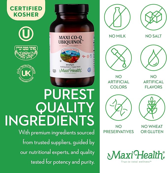 CoQ10 Ubiquinol - CoQ10 100mg Softgels - Kosher Co Q 10 Supplement for Cardiovascular Health - Superior Absorption - Co Q10 Supplement Ubiquinol 100mg for Cellular Energy - Coenzyme Coq 10 (60 Count)