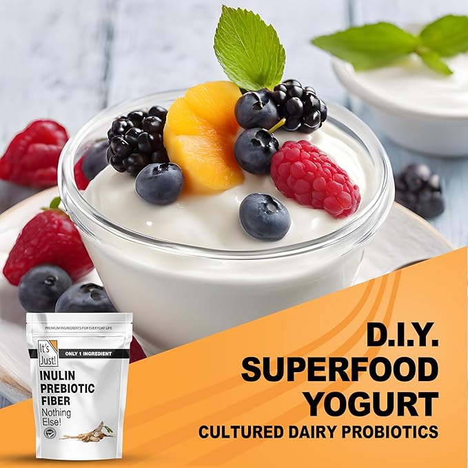It's Just! - Inulin Prebiotic Fiber Water Soluble Chicory Root Powder Promotes Gut Health Made in USA Product of Belgium Vegan/Keto Friendly