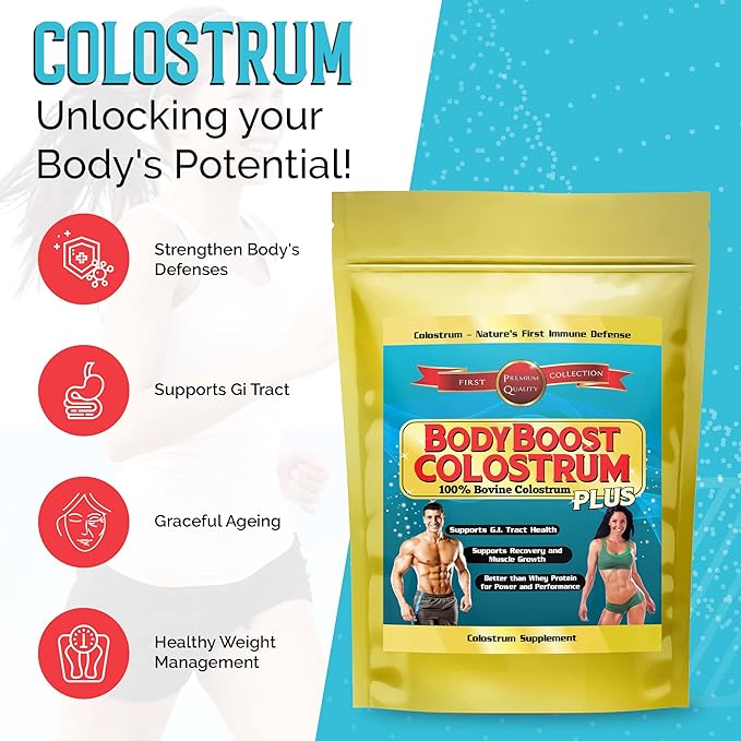 BodyBoost Colostrum Whole 100% Bovine Colostrum Powder Immune Booster Supplement with Immunoglobulin &amp LactoferrinGrass Fed Colostrum Gut Health &amp Muscle Growth Diverse Intake 1 kg 35 o