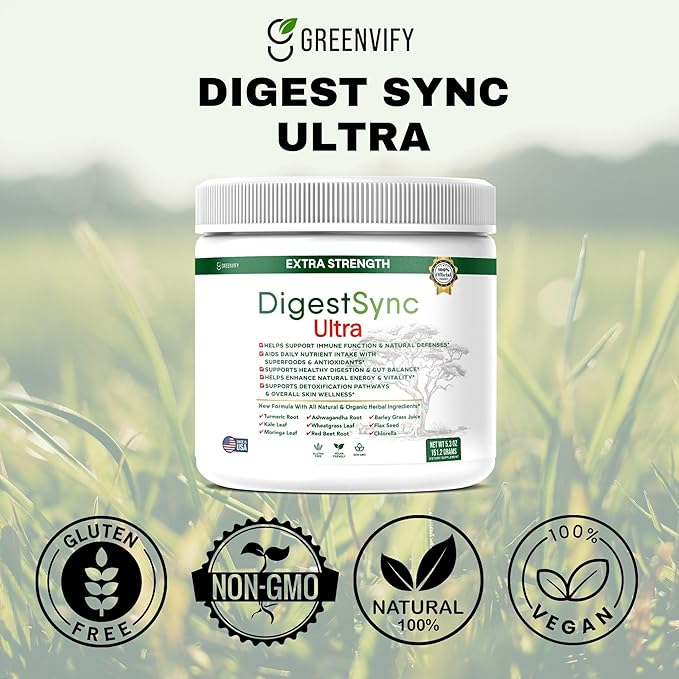 DigestSync Ultra Extra Strength Digestive Support Supplement with Organic Superfoods 5.3 oz 28 Servings (1)
