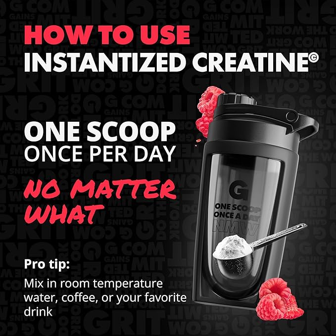 Gains in Bulk Instantized Creatine Monohydrate for Women and Men Soluble Pre Workout Powder Supports Muscle Building Strength and Performance Sweet Lemonade and Sour Raspberry 60 Servings