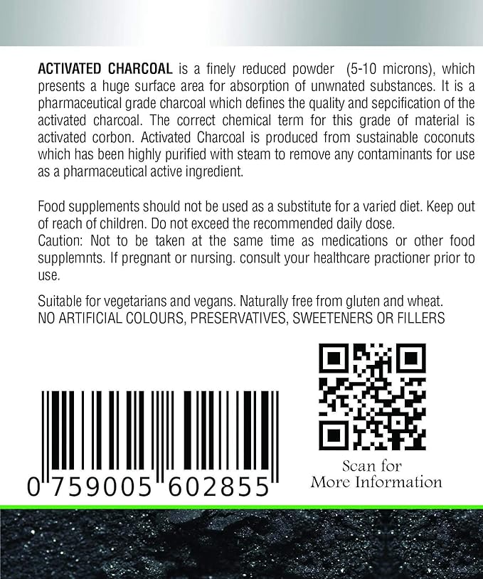 NutreeVit 100% Organic Highly Absorbent - Activated Charcoal (90 Count)