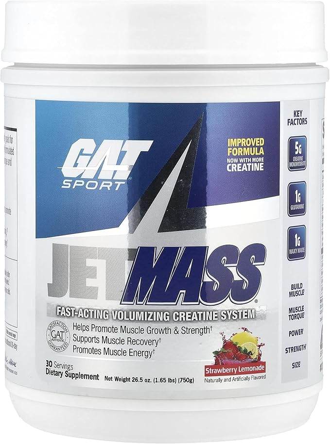 GAT SPORT JetMass Fact-Acting Volumizing Creatine System 30 Servings (Strawberry Lemonade)