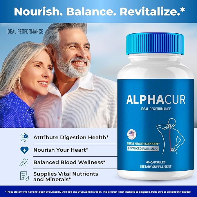 AlphaCur for Neuropathy Advanced Formula Capsules Official AlphaCur for Nerve Pain Supplement Pills - Maximum Strength All Natural Healthy Circulation &amp Stable Levels Alpha Cur Reviews (3 Pack)