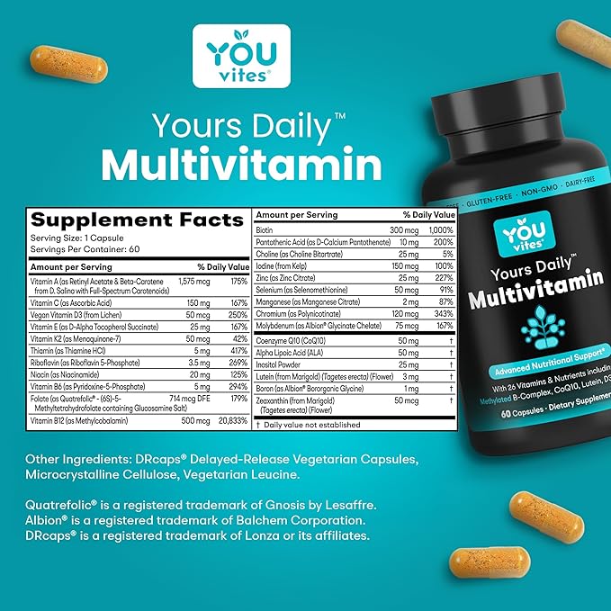 Methylated Multivitamin for Men and Women Methyl Multi Without Iron - 60 Capsules MTHFR Supplement with Methyl B12 Methylfolate (5-MTHF) CoQ10 for Energy Heart and Mood Support