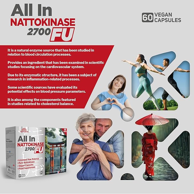 All in Nattokinase 2700 FU – Enzyme Supplement for Circulation Support Vcaps Vegan Capsules – 60 Capsules