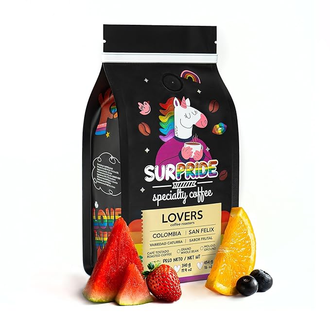 Surpride Specialty Coffee - Whole Bean - Colombian Arabica Coffee with Fruity Flavors &amp Cocoa Nibs Aromas - 454g