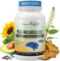 PQQ MITORESTORE Brain Supplements for Memory and Focus - Mitochondria Supplement with BioPQQ 20mg - Purest Form NOT Chemically Synthesized Cognitive and Heart Support - 30 Vegan Capsules Non GMO