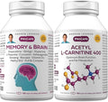 ANDREW LESSMAN Memory &amp Brain + Acetyl L-Carnitine Kit: 180 + 180 Capsules – Naturally Supports Brain Memory and Mental Acuity. with Ginkgo Biloba Bacopa Curcumin Ginseng B-Complex Vitamin D