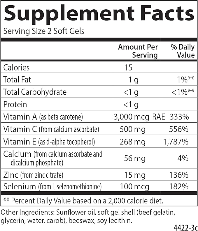Carlson - ACES + Zn Vitamins A C E + Selenium &amp Zinc Cellular Health &amp Immune Support Antioxidant 180 Softgels