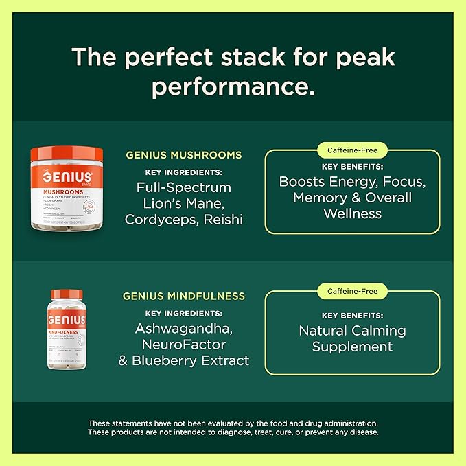The Genius Brand Genius Heart - Adult Health Supplement for Daily Heart Function Support - Supports Blood &amp Oxygen Flow - With Grapeseed Extract &amp More - Non-GMO Gluten-Free &amp Vegan - 60