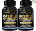 FREZZOR Probiotic + Prebiotic Capsules Once Daily 60 Billion CFUs Digestive Health for Men and Women 18 Strains Shelf Stable With Fermented Wholefoods Prebiotic &amp Fibre 180 caps 2 Month Su