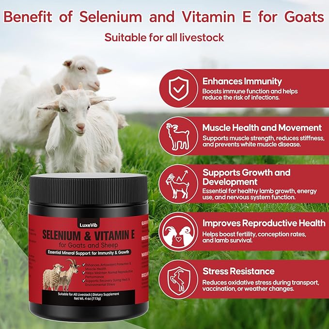 E and S Livestock Vitality Formula | Selenium for Goats Sheep &amp All Livestock | Nutrient Support Powder for Energy Balance and Mobility | Feed Mix Additive for Healthy Growth 4 oz(113 g)