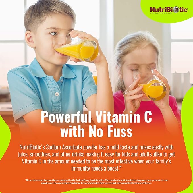 NutriBiotic - Sodium Ascorbate Buffered Vitamin C Powder 2.2 Lb | Vegan Non-Acidic &amp Easier on Digestion Than Ascorbic Acid | Essential Immune Support &amp Antioxidant Supplement | Gluten &amp