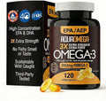 AQUAOMEGA 3X Extra Strength Omega-3 Fish Oil for Heart Brain &amp Immune Support 1636mg EPA 544mg DHA + Vitamin D3 Full Natural Triglyceride Form Wild Caught IFOS 5-Star Certified (120 Softgels