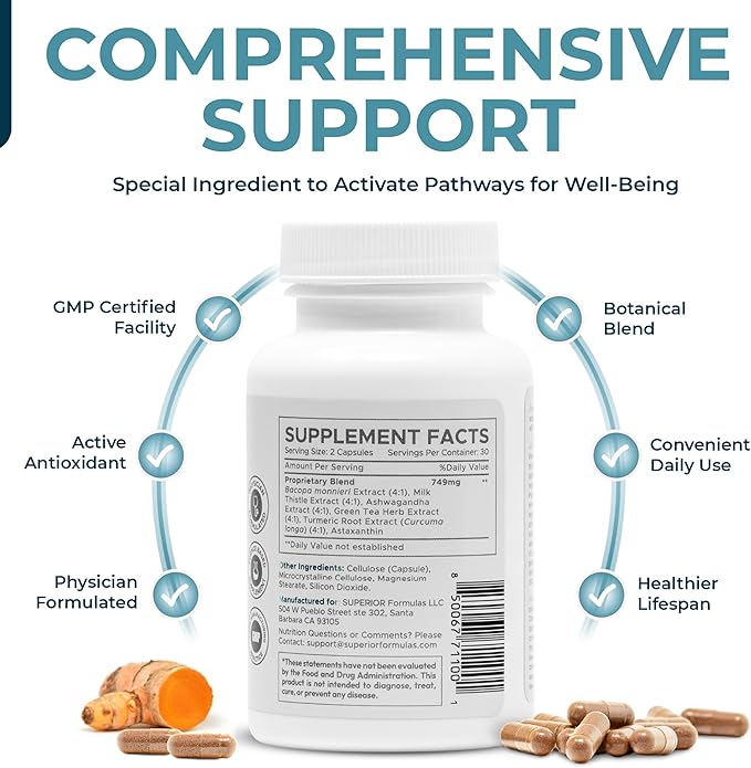 Superior Formulas Nrf2 Activator Supplement – Antioxidant Support for Cellular Health Healthspan and Longevity – Helps Reduce Oxidative Stress – 60 Capsules – Made in USA Non-GMO