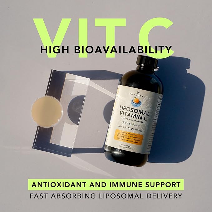AMANDEAN Liposomal Vitamin C 1000mg. Liquid VIT C Supplement. Immune Support Skin Health Collagen Production. Fast Absorbing Antioxidant Delivery. Quali-C Soy-Free Vegan Non-GMO.