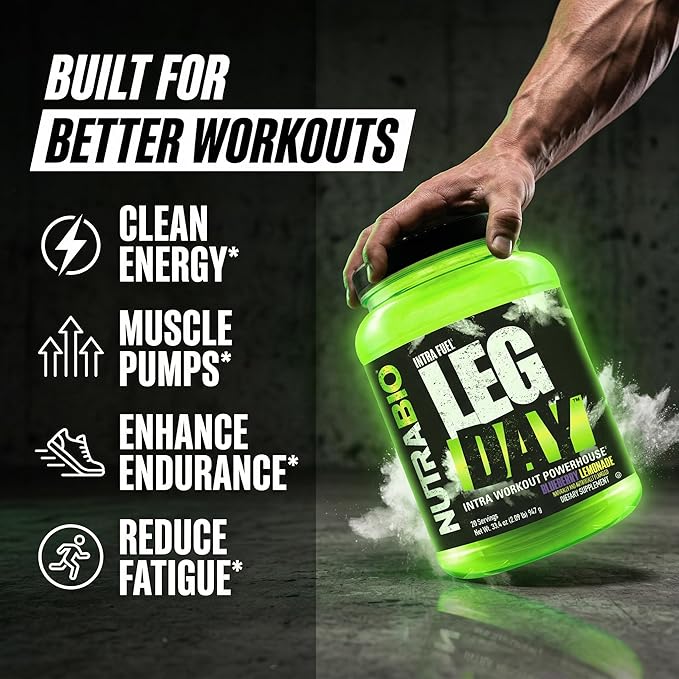 NutraBio Leg Day Intra Workout Powder – Advanced Carb Supplement with Cluster Dextrin &amp Electrolytes – Carb Powder with EAAs/BCAAs – Cyclic Dextrin for Performance – Blueberry Lemonade 20 Serving