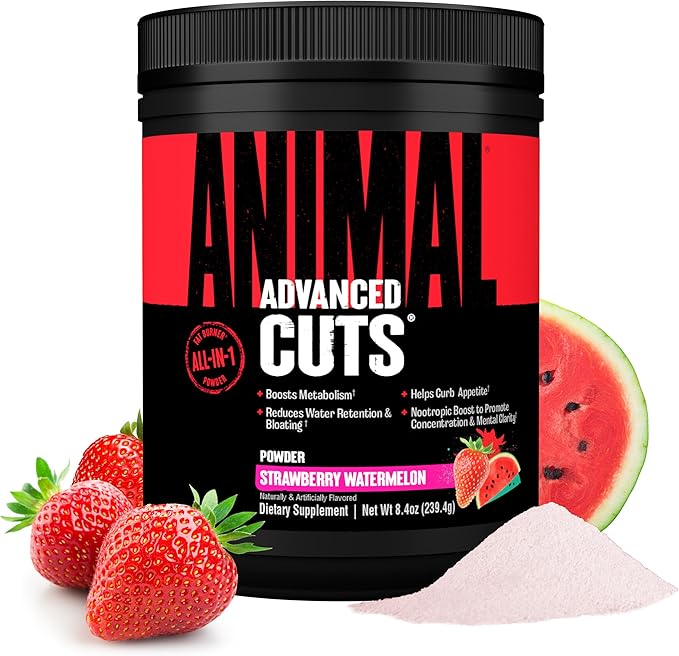 Animal Cuts Thermogenic Fat Burner Powder - Weight Loss for Women and Men for Metabolism Energy Focus and Nootropic Brain Support with Ketones Appetite Suppressant - Strawberry Watermelon Flavor