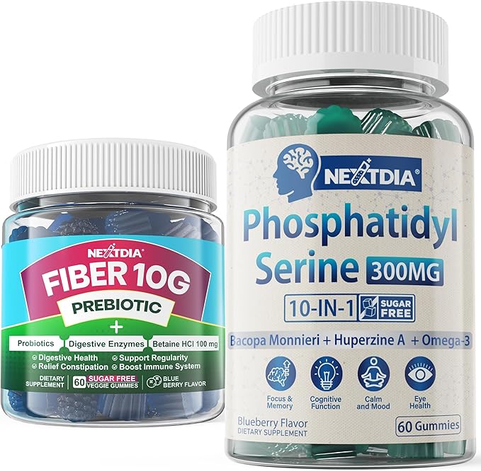 Sugar Free Phosphatidylserine Gummies + Fiber Gummies for Adults