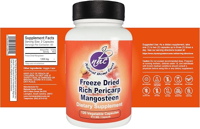 Mangosteen Pericarp Capsules Freeze Dried Whole Food High ORAC 56+ Potent Mangosteen Xanthones (120 Veggie Capsules) (4)