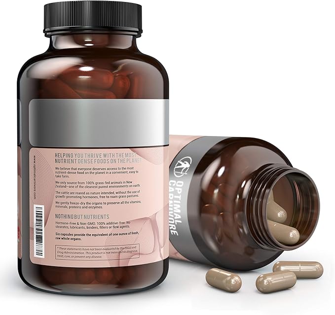 Optimal Carnivore Grass Fed Beef Liver Capsules Freeze Dried in Convenient Pills 180 Capsules Desiccated Supplement