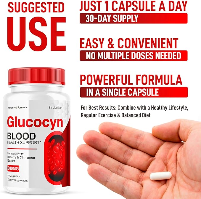 (2 Pack) Glucocyn - Glucocyn Capsules Glycogen Support Official Gluco Cyn Supplement Pills Health &amp Wellness All Natural Ingredients Glucosyn Plus Premium Advanced Formula 60 Capsules for 2 Mon