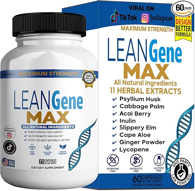 LEANGene MAX Dietary Supplement Maximum Strength All Natural Ingredients 60 Capsules 30-Day Supply (1)