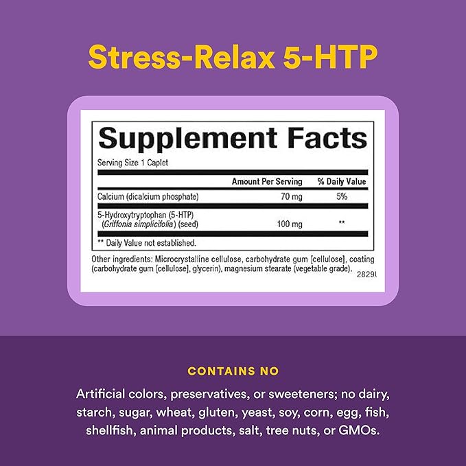 Natural Factors Stress-Relax 5-HTP 100 mg Pharmaceutical-Grade Supplement Supports Sleep &amp Emotional Well-Being 120 Count (Pack of 1)