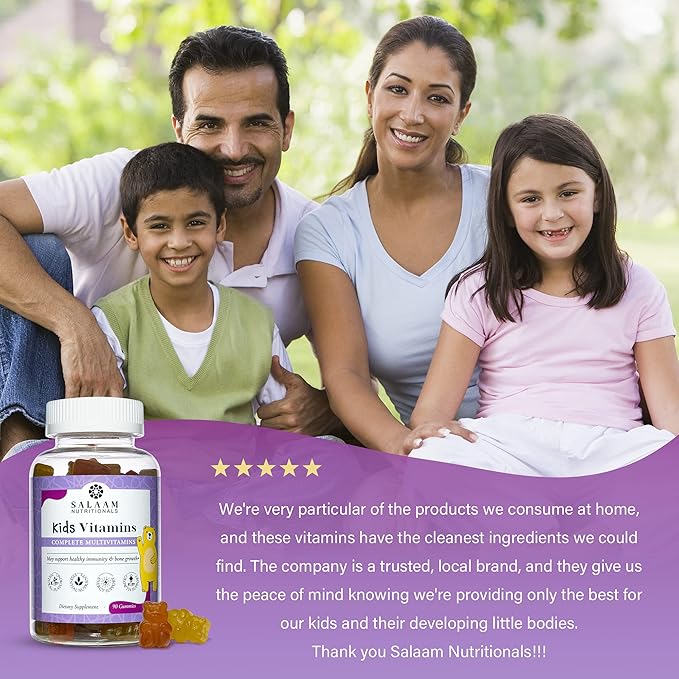 Salaam Nutritionals - Multivitamins Multivitamins for Kids Gummy Vitamins with 13 Essential Vitamins + Minerals Bone and Immunity Support 90 Count 3 Packs