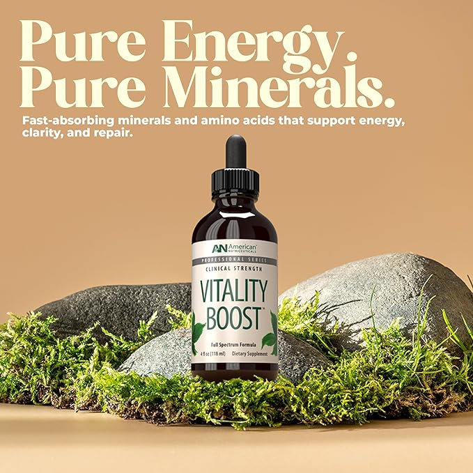 American Nutriceuticals - Vitality Boost Fulvic Acid w/Trace Mineral Drops - Multimineral Supplement -Rich in Amino Acids – Improves Energy Function