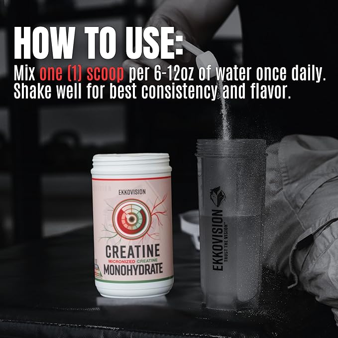 Ekkovision Creatine Monohydrate Powder Micronized Pink Lemonade Pre Workout &amp Post Workout Supplement for Men and Women Energy Support Easy to Mix in Shakes Smoothies &amp Beverages 100 Se