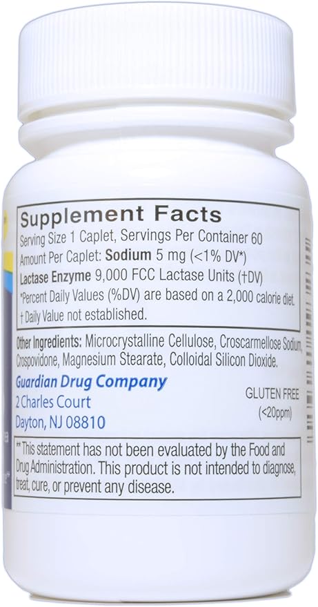 guardian Dairy Relief Fast Acting Caplets 9000 FCC Lactose Intolerance Pills Lactase Enzyme (360CT (Bottles))