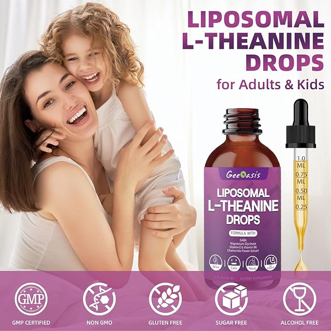 Liposomal Liquid NAC &amp L Theanine Drops N Acetyl Cysteine 600 mg &amp Theanine 400 mg for Kids &amp Adults