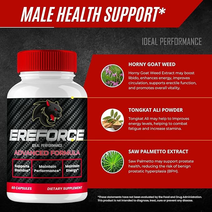 Ereforce Capsules Official Ereforce Supplement Pills for Men - Maximum Strength Performance All Natural Support for Overall Health and Wellness Advanced Ere Force Pills Reviews (5 Pack)