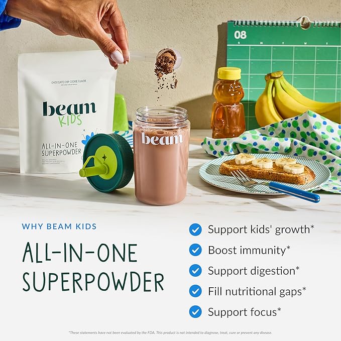 Beam Kids Multivitamin Powder – Kids Vitamins with Greens Probiotic &amp Prebiotic Immune Support for Children &amp Toddlers No Artificial Sweeteners For Picky Eaters 20 Servings Chocolate Chi
