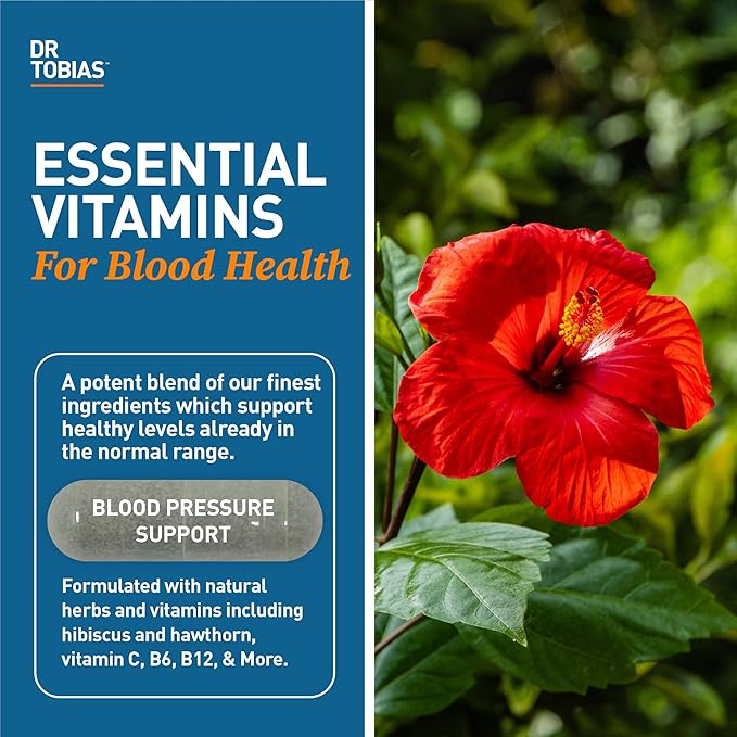 Dr. Tobias Omega 3 Fish Oil &amp Blood Pressure Support Supplements for Heart Brain Immune Circulatory Health with Vitamin C B6 B12 Niacin Folate &amp Herbs