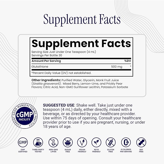 Rho Nutrition Liposomal Glutathione - Ultra High Absorption Liquid Glutathione Supplement - Supports Natural Detoxification Immune System Skin Health Mental Clarity &amp Overall Well-Being - 6-Pac