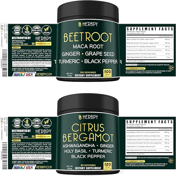 Herbpy Bundle 6in1 Beet Root Capsules &amp 6in1 Citrus Bergamot Supplement