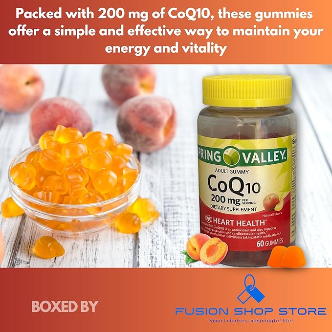 Coq10 200mg Gummies- Coenzyme Supplement for Adults 60 ct (Pack of 1) Boxed By Fusion Shop Store