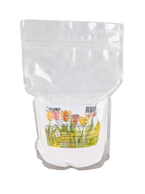Greenway Biotech Inc. Zinc Sulfate Powder 35.5% Monohydrate Plus 16.5% Sulfur (2 Pounds)